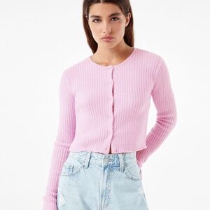 Bershka Knit Cropped Cardigan Lilac_M (small)